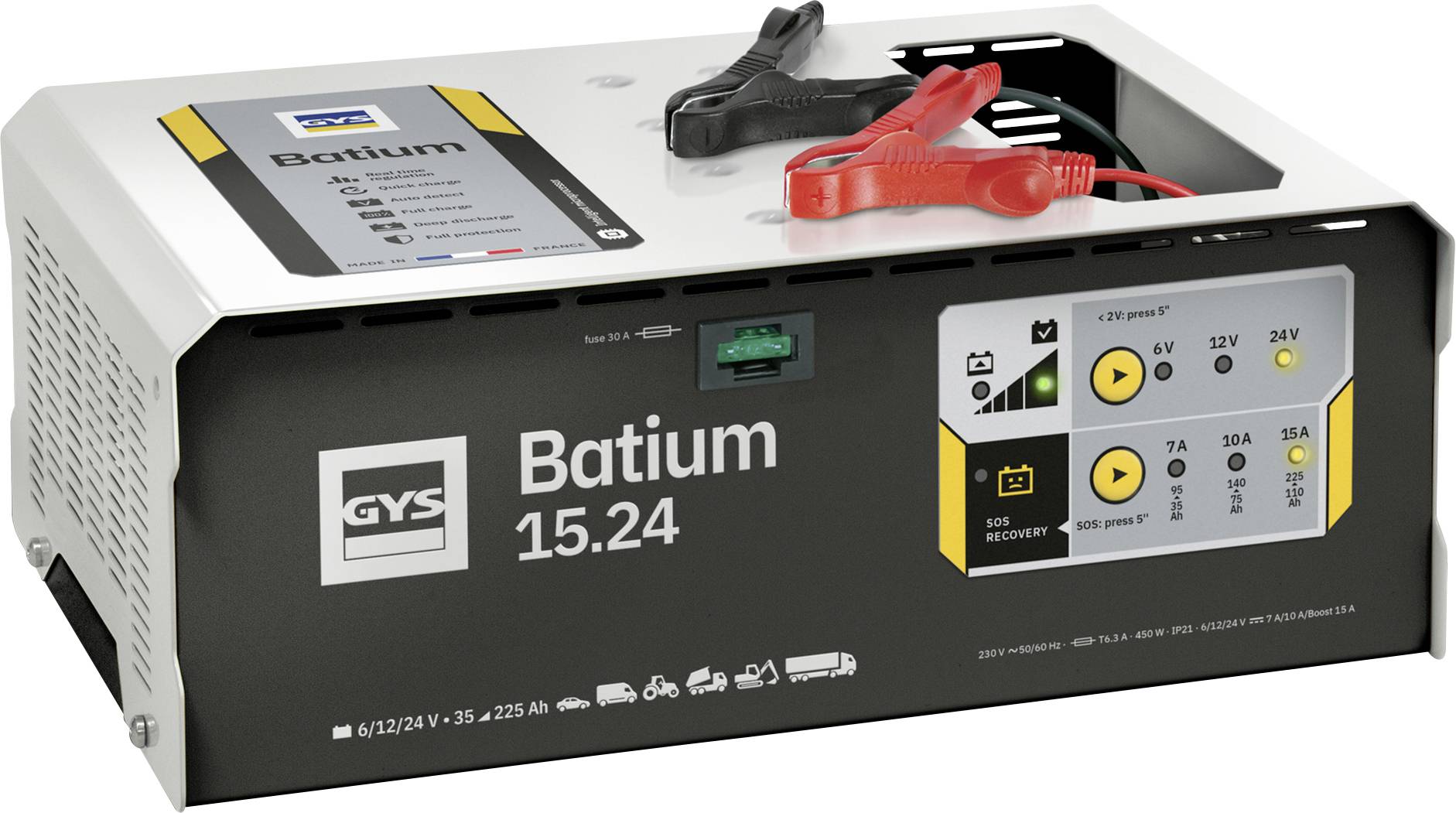 GYS BATIUM 15.24 024526 Prostownik automatyczny 6 V, 12 V, 24 V 22 A - obrazek 1