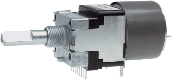 Potencjometr z silniczkiem ALPS RK16812MG 10KDX2 D-log. 10 kOhm Max. 50 V/AC