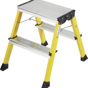 Drabina aluminiowa z kółkami Krause 130044, 2 x 2 stopnie, składana, max. 2,44 m, żółta Drabina aluminiowa z kółkami Krause 130044, 2 x 2 stopnie, składana, max. 2,44 m, żółta