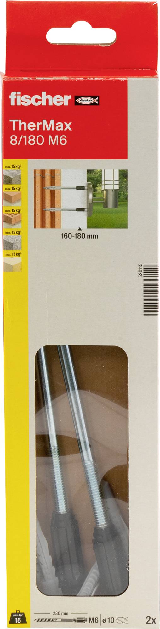 Fischer 520115 TherMax System mocowania z odstępem 180 mm 8 mm 2 szt.