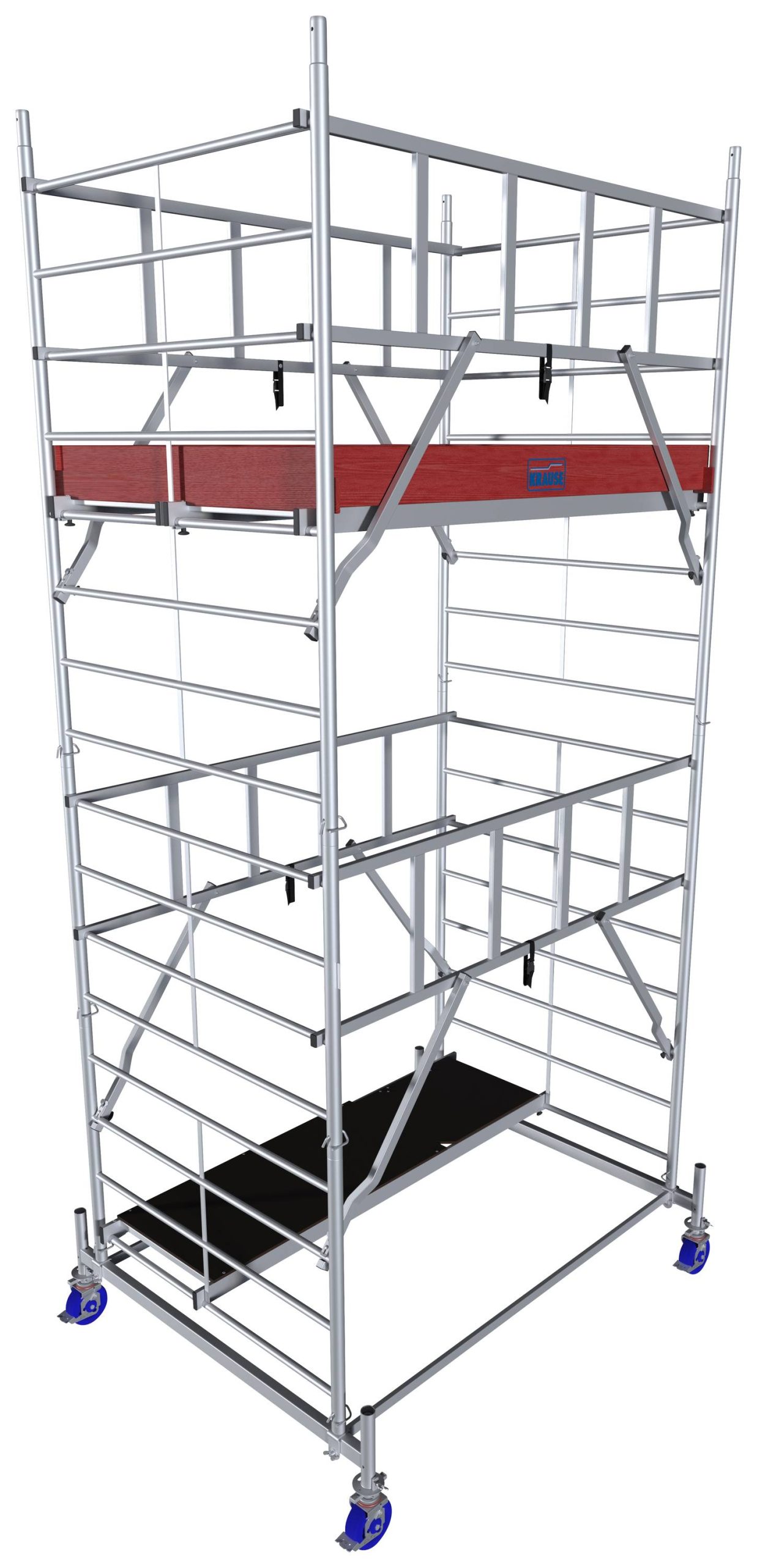 Krause 945129 FahrGerüst aluminium Rusztowanie na kółkach mobilne Maksymalna wysokość robocza: 5.30 m srebrny 137.80 kg - obrazek 1
