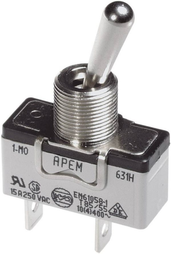 APEM 649NH/2 Przełącznik dźwigienkowy 649NH/2, 2 x wł/wył/wł, 250 V/AC, 10 A, 1 szt.