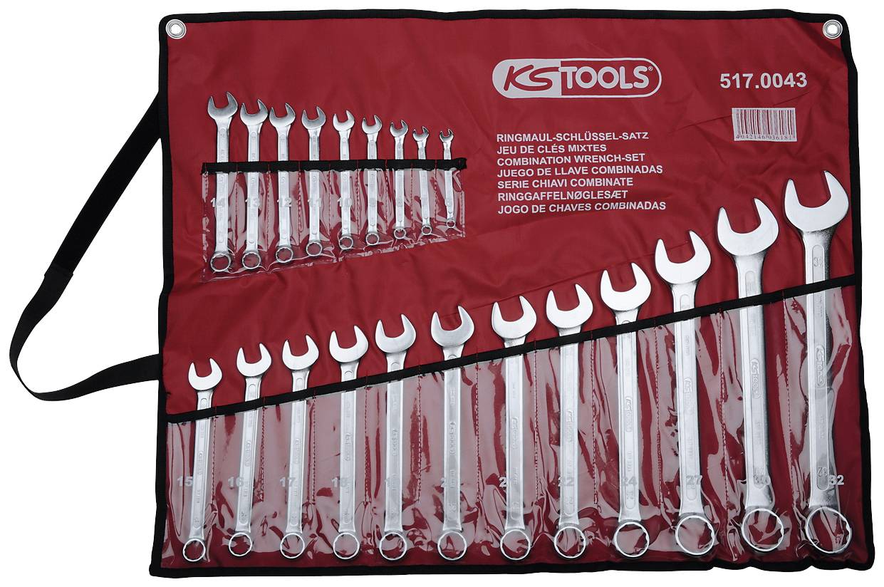KS Tools 517.0043 Zestaw kluczy płasko oczkowych 21 szt. Rozmiar klucza (metryczny) (tylko do tytułu) 32 mm - obrazek 1