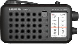 Radio outdoorowe Sangean MMR-77 fale metrowe (VHF), fale średnie (MF) korba ręczna, ochrona przeciwbryzgowa, latarka kie