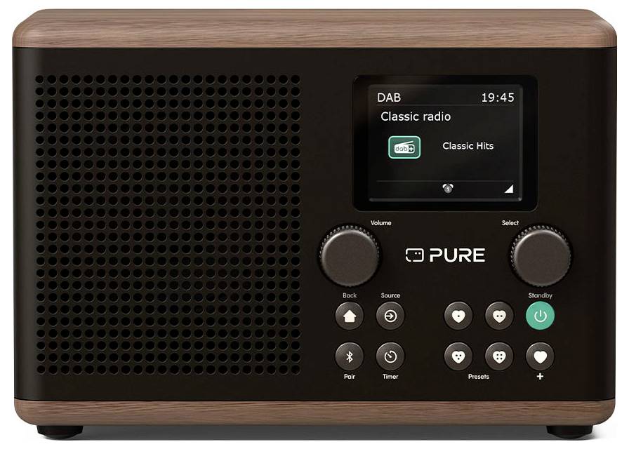Radio Pure Classic H4 Coffee Black/Walnut EU/UK DAB+, FM funkcja budzika czarny, drewno - obrazek 1