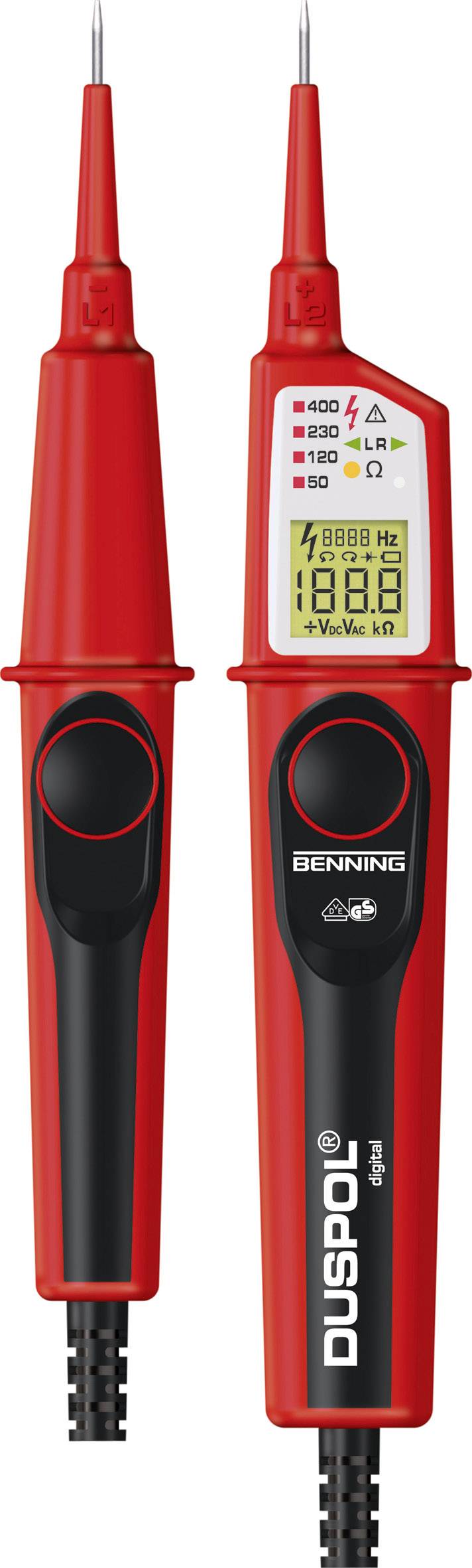Dwubiegunowy tester napięcia Benning DUSPOL digital CAT III 1000 V, CAT IV 600 V Kalibracja (DAkkS) - obrazek 1