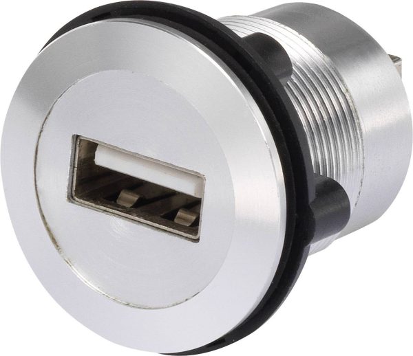 TRU COMPONENTS USB-02 Gniazdo USB 2.0 do zabudowy złącze żeńskie do wbudowania Złącze żeńskie USB typu A na Złącze żeńsk