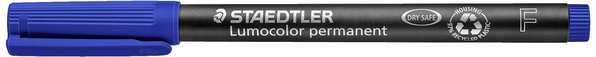Staedtler Lumocolor permanent F DRY SAFE 318-3 Marker permanentny niebieski Wodoodporny: Tak - obrazek 1