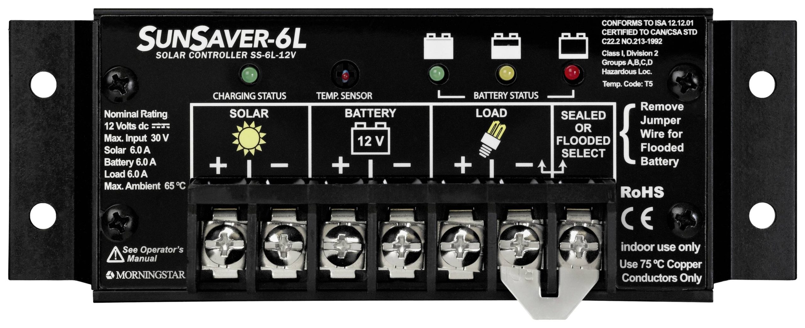 Solarny regulator ładowania Morningstar Sunsaver SS-6L 12V PWM 12 V 6 A - obrazek 1