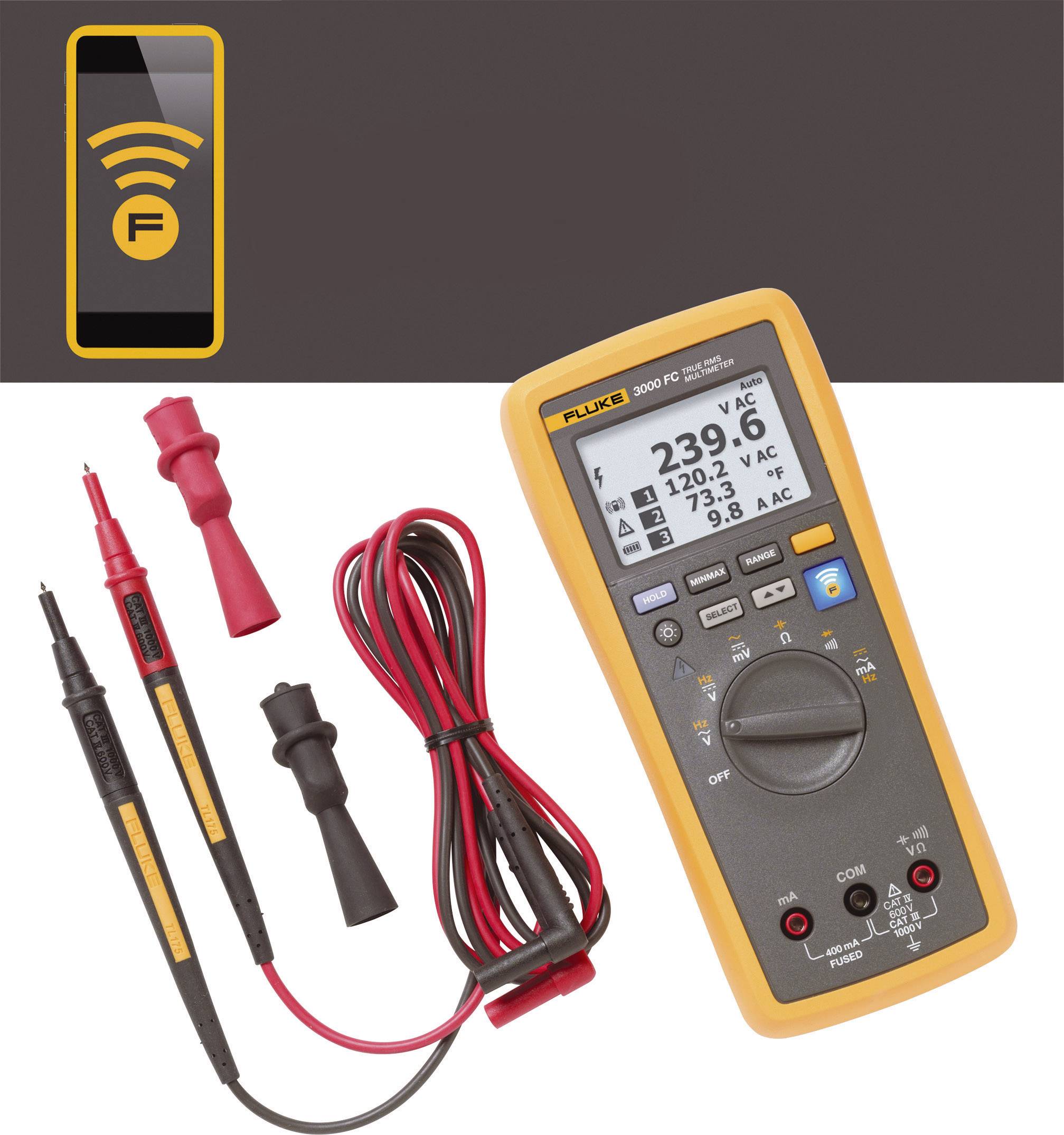 Fluke FLK-3000 FC Multimetr cyfrowy wyświetlacz graficzny, rejestrator danych CAT III 1000 V, CAT IV 600 V Wyświetlane l - obrazek 1