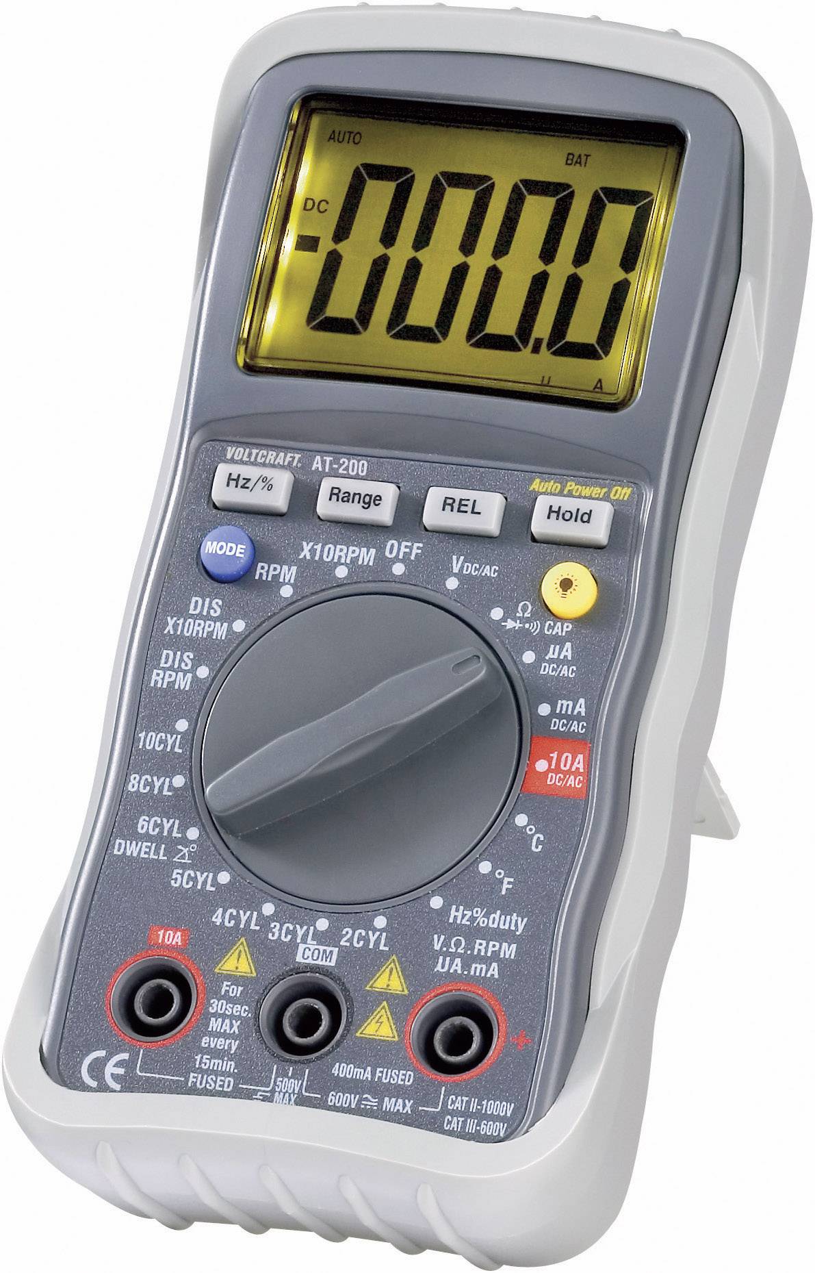 VOLTCRAFT AT-200 Multimetr Kalibracja (ISO) cyfrowy pomiar pojazdu CAT III 600 V Wyświetlane liczby: 4000 - obrazek 1