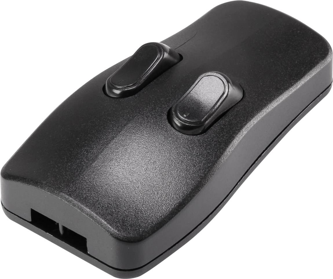 TRU COMPONENTS Przełącznik przewodowy czarny 2 x wył/wł 2 A 1 szt. - obrazek 1