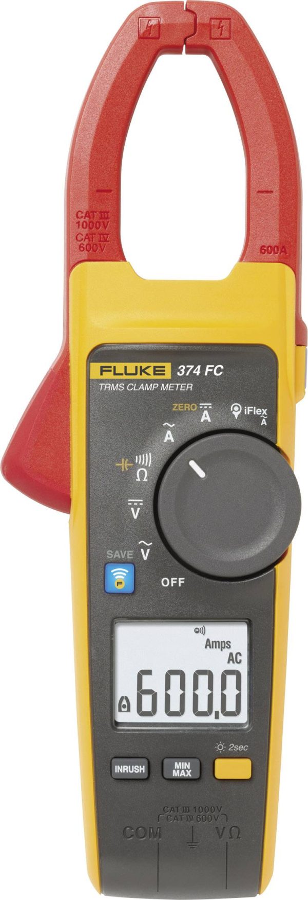 Fluke 374 FC Multimetr, Miernik cęgowy cyfrowy CAT III 1000 V, CAT IV 600 V Wyświetlane liczby: 6000