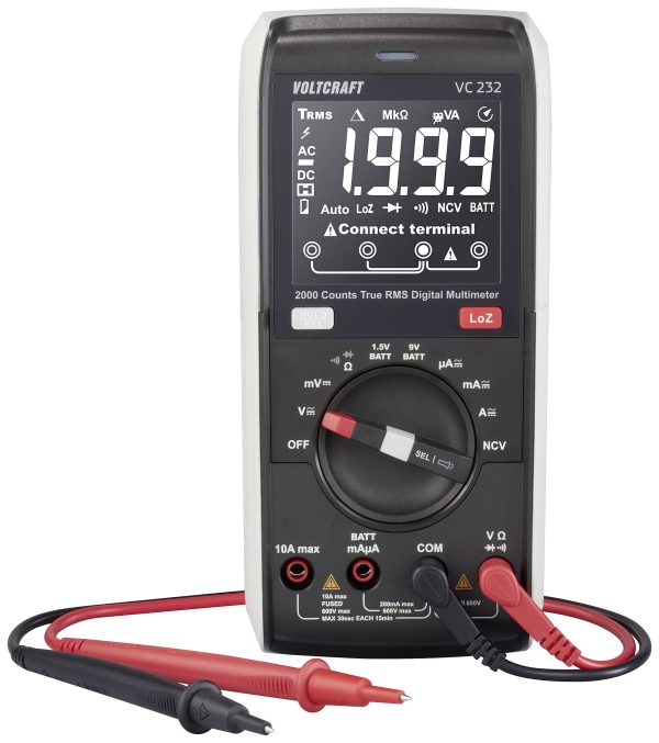 VOLTCRAFT VC232 Multimetr cyfrowy True RMS LoZ CAT III 600 V Wyświetlane liczby: 2000