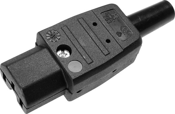 Gniazdo zasilające IEC Kaiser, C 15, 3-pin, 10 A, 250 V, proste, czarne