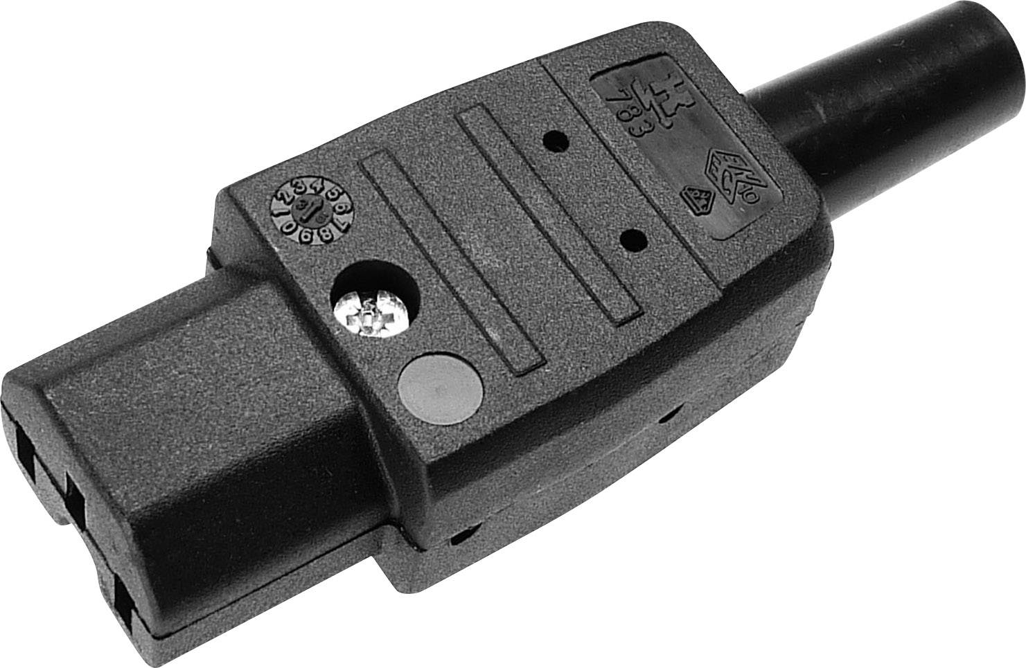 Gniazdo zasilające IEC Kaiser, C 15, 3-pin, 10 A, 250 V, proste, czarne - obrazek 1