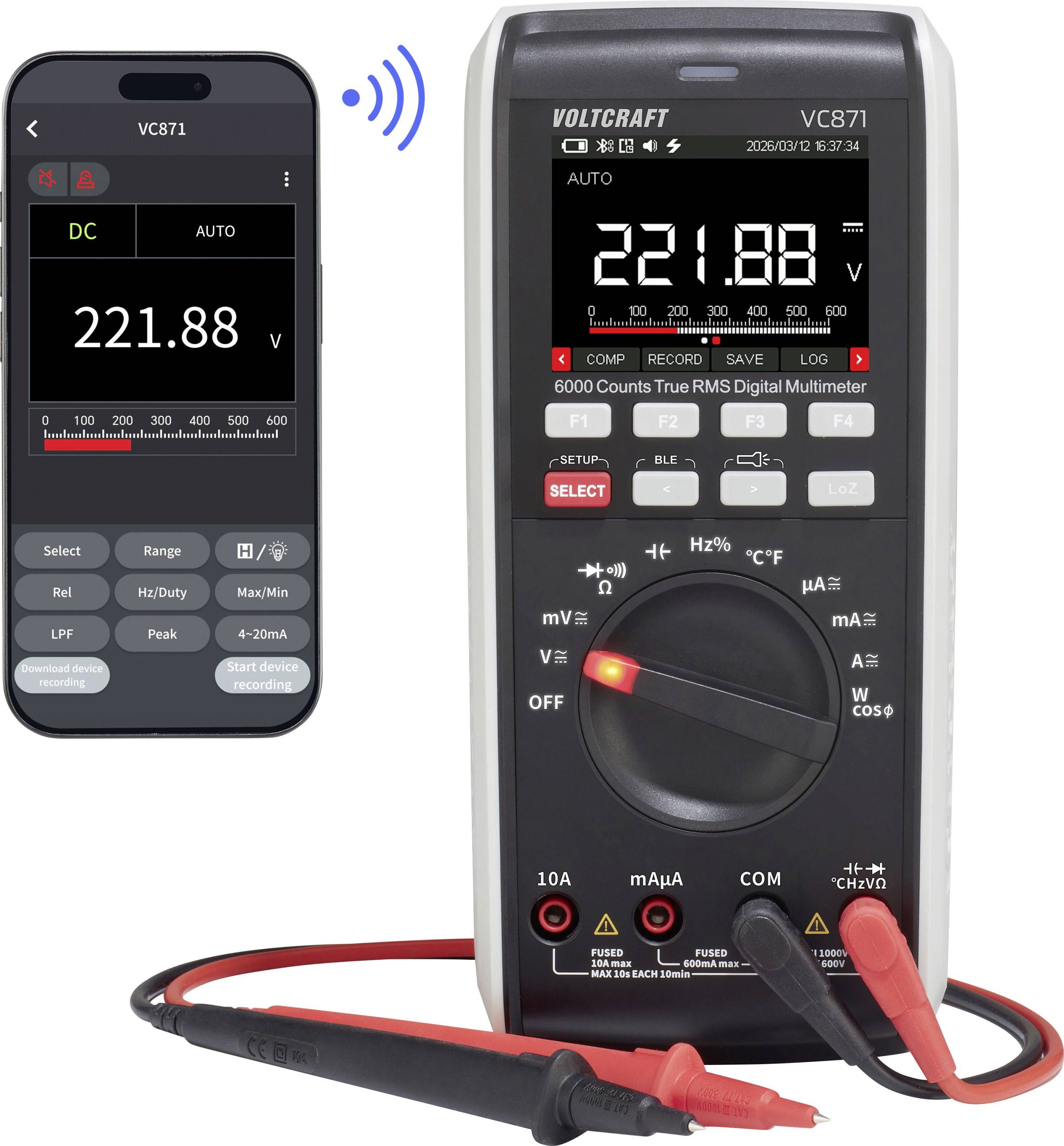 Multimetr VOLTCRAFT VC871 VC-12884335, CAT III 1000 V, CAT IV 600 V, 0.001 mV - 1000 V, 0.01 µA - 10 A - obrazek 1