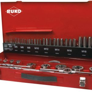 RUKO 245041 Komplet gwintowników maszynowych 43 szt. metryczny M3, M4, M5, M6, M8, M10, M12 Cięcie prawostronne HSS 1 ze