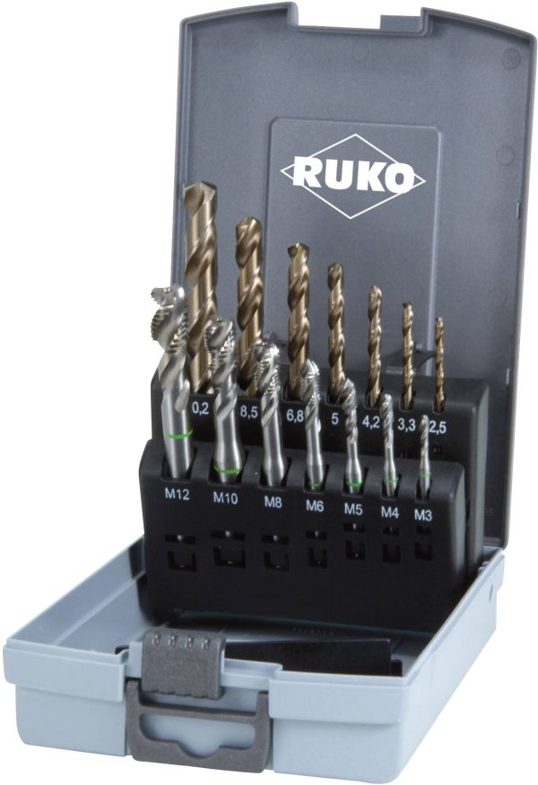 RUKO 245052RO Komplet gwintowników maszynowych 14 szt. metryczny M3, M4, M5, M8, M10, M12 Cięcie prawostronne DIN 371, D