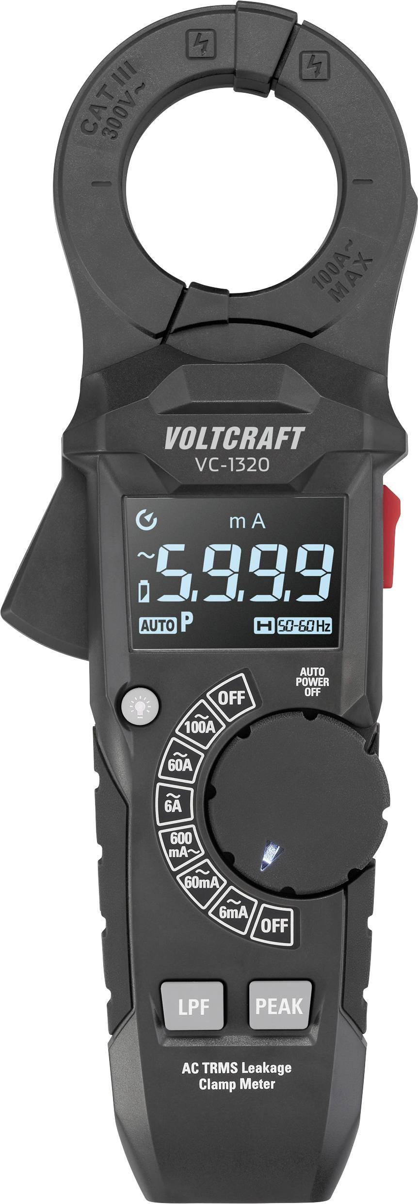 VOLTCRAFT VC-1320 Miernik cęgowy cyfrowy Wyświetlane liczby: 6000 - obrazek 1