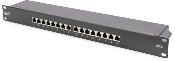 Digitus DIGITUS – CAT 6, Klasse E Patch Panel 16 Portów Patchpanel 483 mm (19″) CAT 6 1 U wielobarwny Zamontowany