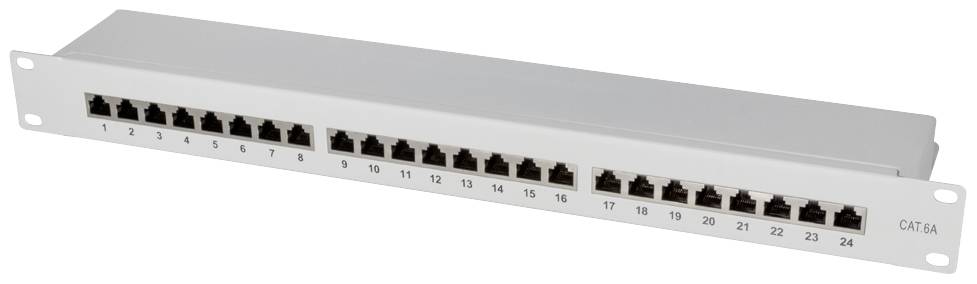 LogiLink NP0060 24 Porty Patch panel 483 mm (19") CAT 6a 1 U szary - obrazek 1