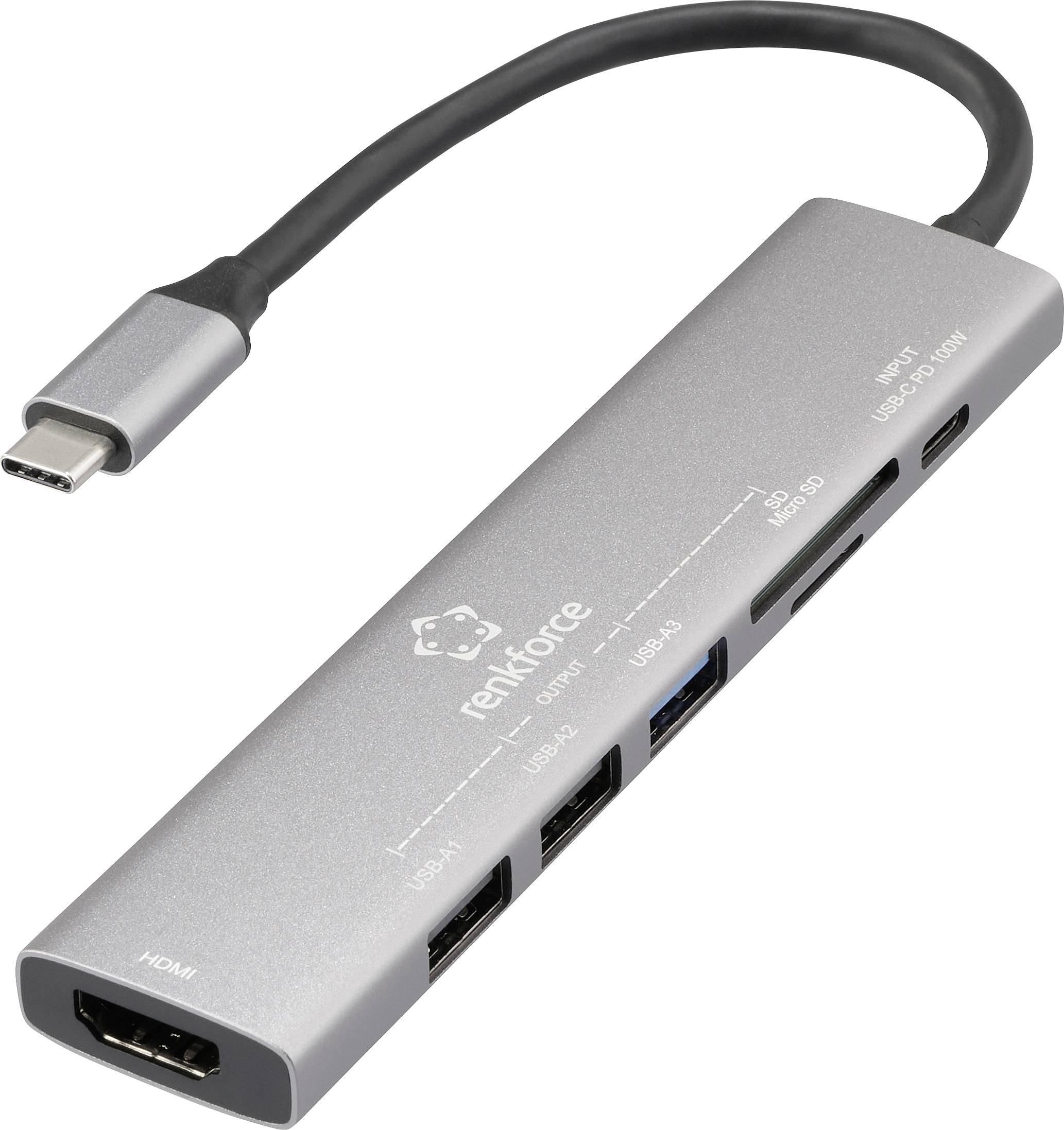 Stacja dokująca USB-C® Renkforce RF-DKS-907 zasilanie USB-C®, zintegrowany czytnik kart - obrazek 1