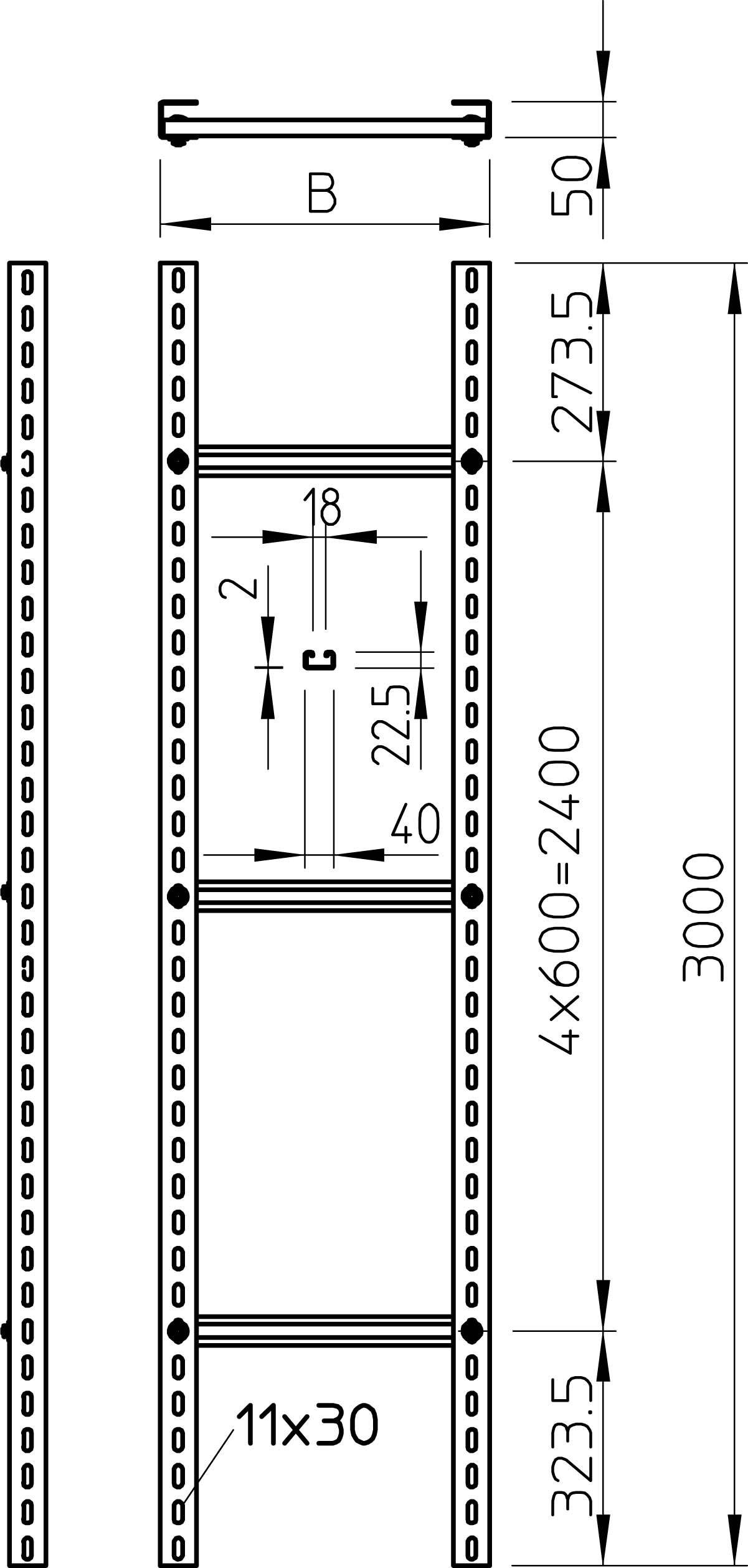 Drabina stacjonarna OBO Bettermann SLM 50 C40 9 FT 6010539, 3 m - obrazek 1