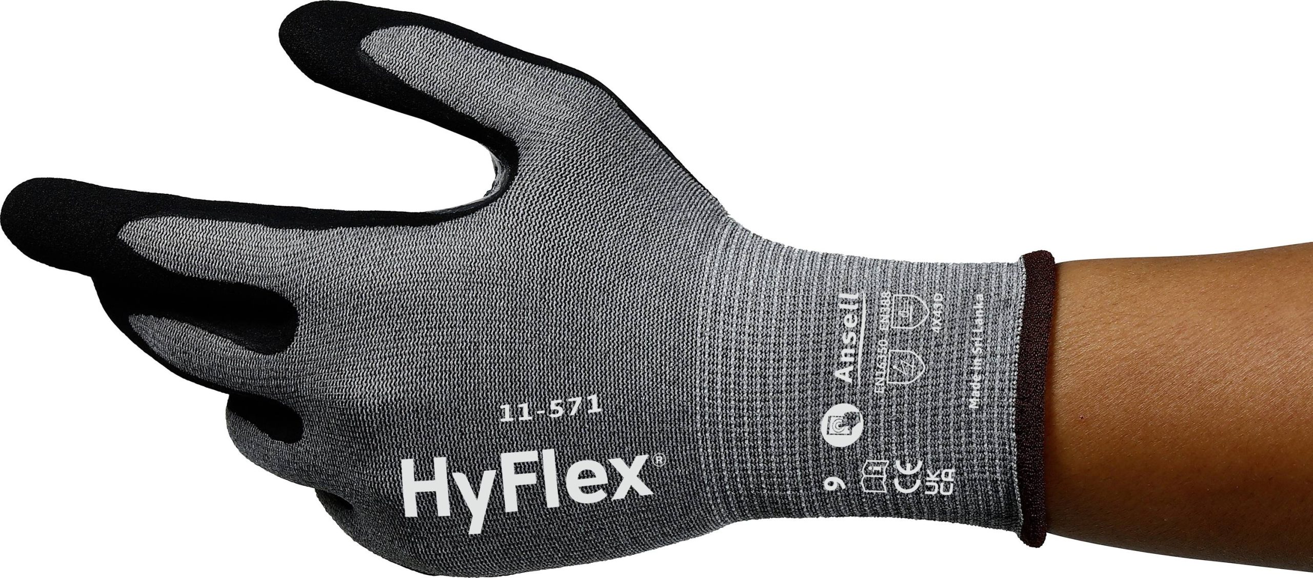 Ansell 11571R090-1P HyFlex Nitryl Rękawice robocze Rozmiar rękawic: 9 EN 21420:2020 1 par(a) - obrazek 1