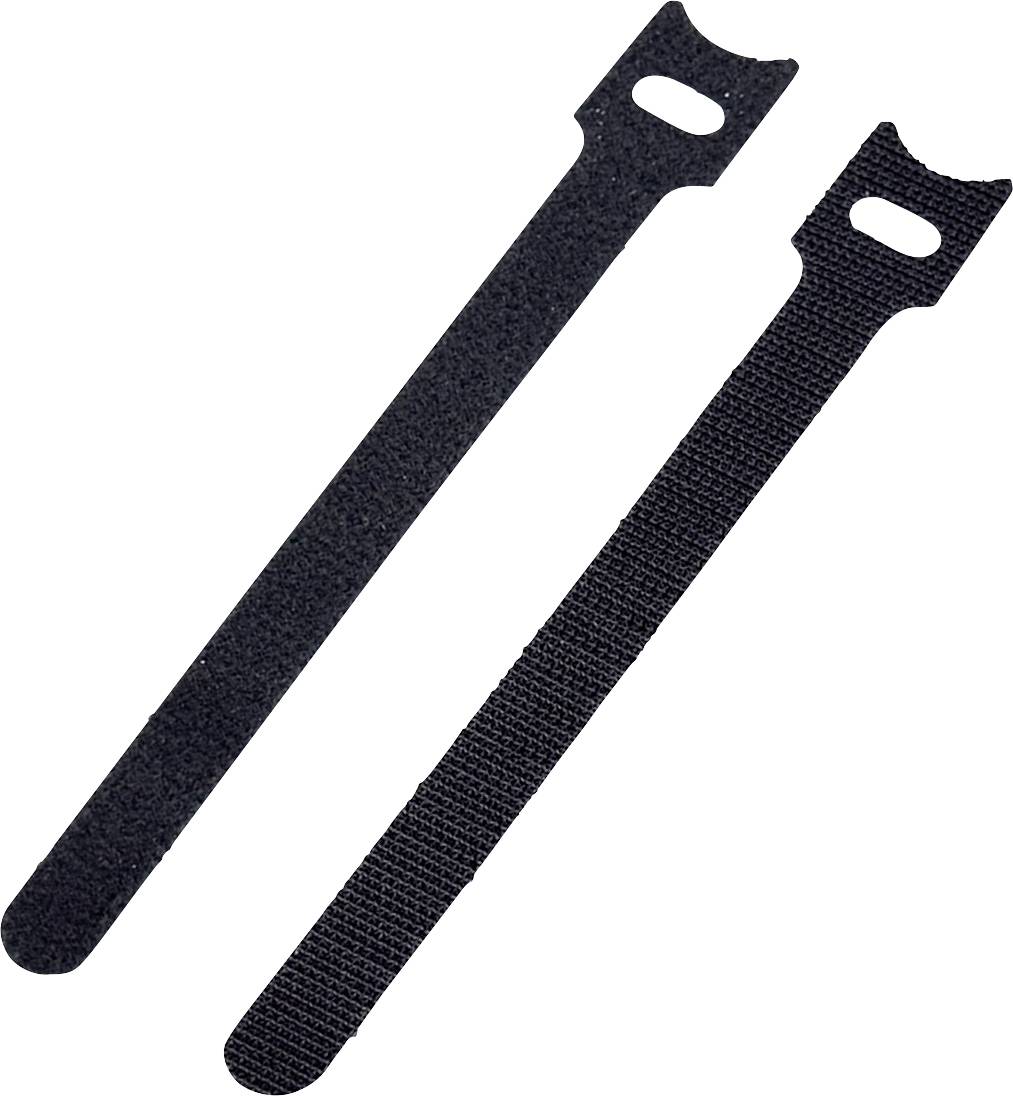 Opaska kablowa na rzepy do wiązania element z pętelkami i haczykami (D x S) 150 mm x 13 mm czarny Basetech STD-150 10 sz - obrazek 1