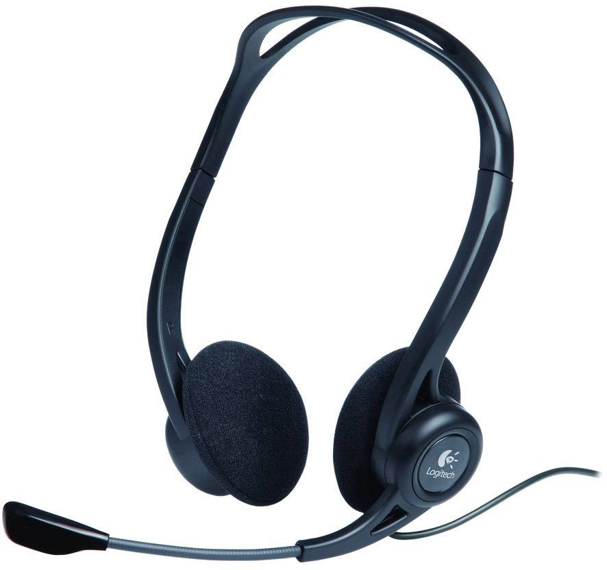 Logitech PC 960 Słuchawki nauszne przewód stereo czarny redukcja szumów mikrofonu regulacja głośności, wyciszenie mikrof - obrazek 1