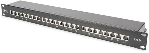 Digitus DIGITUS – CAT 6A, Klasse EA Patch Panel, geschirmt 24 Porty Patchpanel 483 mm (19″) CAT 6a, CAT 6a (CAT 7) 1 U w