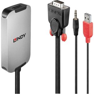 konwerter DisplayPort, Jack, USB, VGA LINDY 38296, [3x jack 3,5mm (stereo), złącze męskie USB-A 1.1, złącze męskie VGA – konwerter DisplayPort, Jack, USB, VGA LINDY 38296, [3x jack 3,5mm (stereo), złącze męskie USB-A 1.1, złącze męskie VGA –