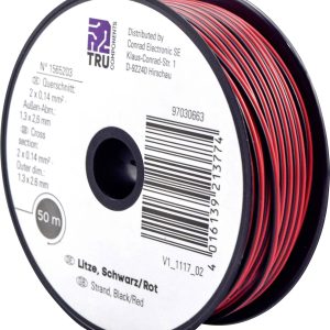 Kabel typu linka 2 x 0,14 mm² czarno, czerwony 606851 50 m Kabel typu linka 2 x 0,14 mm² czarno, czerwony 606851 50 m