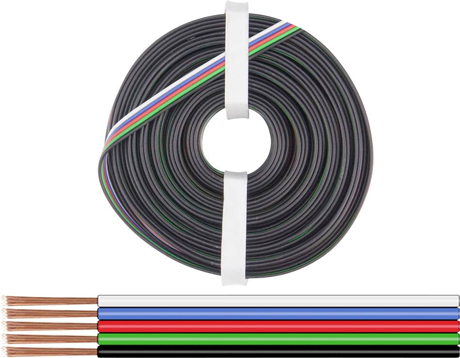 Donau Elektronik 519-010 Przewód linka 5 x 0.25 mm² czarny, zielony, czerwony, niebieski, biały 10 m - obrazek 1