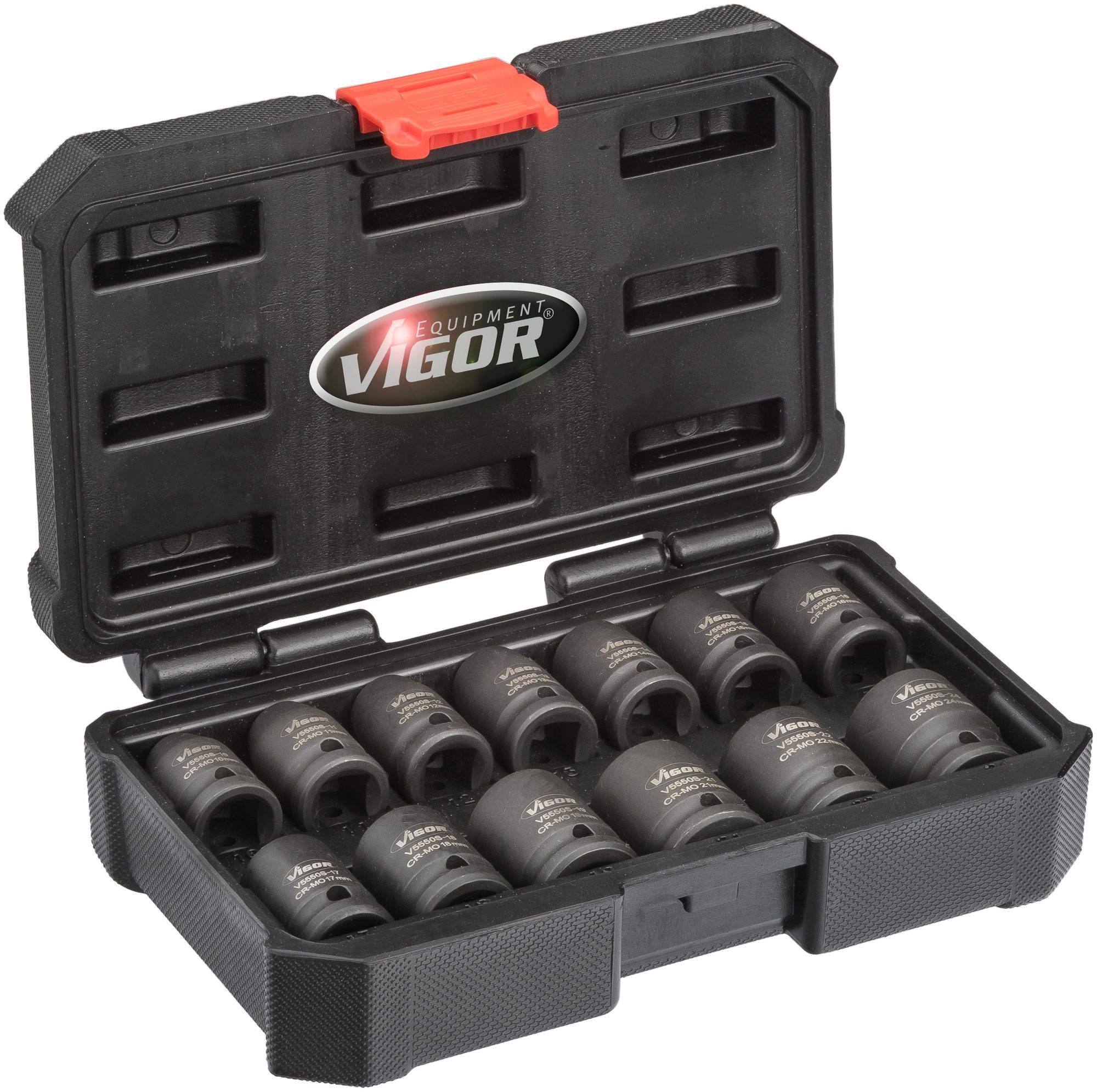 Vigor V5550S zewnętrzny sześciokąt Nasadka udarowa zestaw 10 mm, 11 mm, 12 mm, 13 mm, 14 mm, 15 mm, 16 mm, 17 mm, 18 mm, - obrazek 1