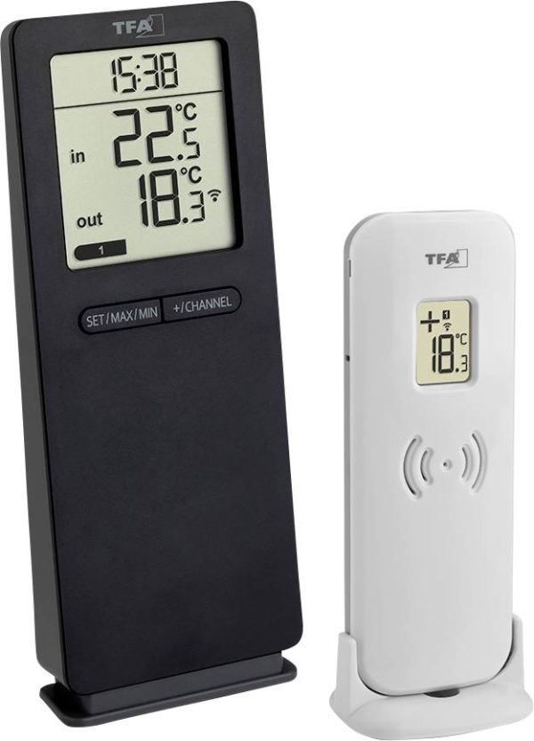 TFA Dostmann Funk-Thermometer LOGOneo Radiowy termometr cyfrowy czarny 30.3071.01