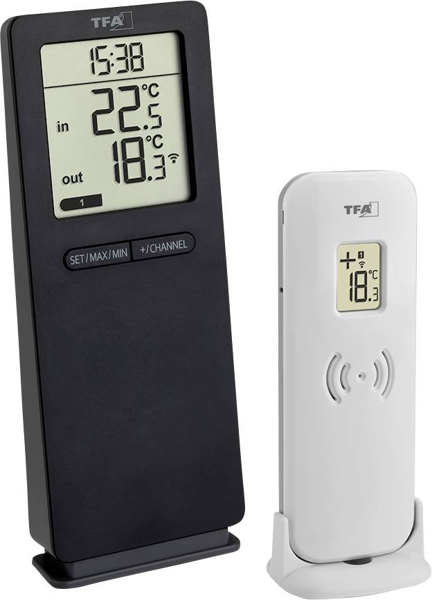 TFA Dostmann Funk-Thermometer LOGOneo Radiowy termometr cyfrowy czarny 30.3071.01 - obrazek 1