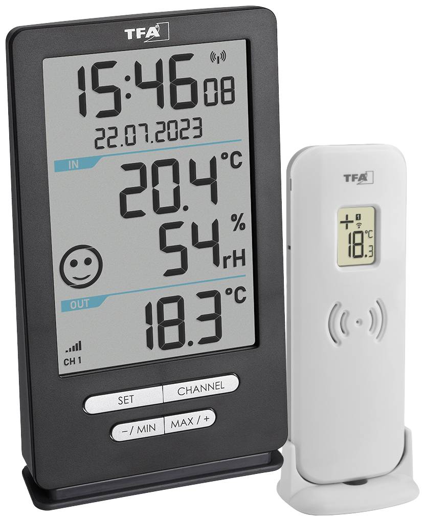TFA Dostmann Funk-Thermometer XENA HOME Radiowy termometr cyfrowy antracytowy 30.3074.10 - obrazek 1