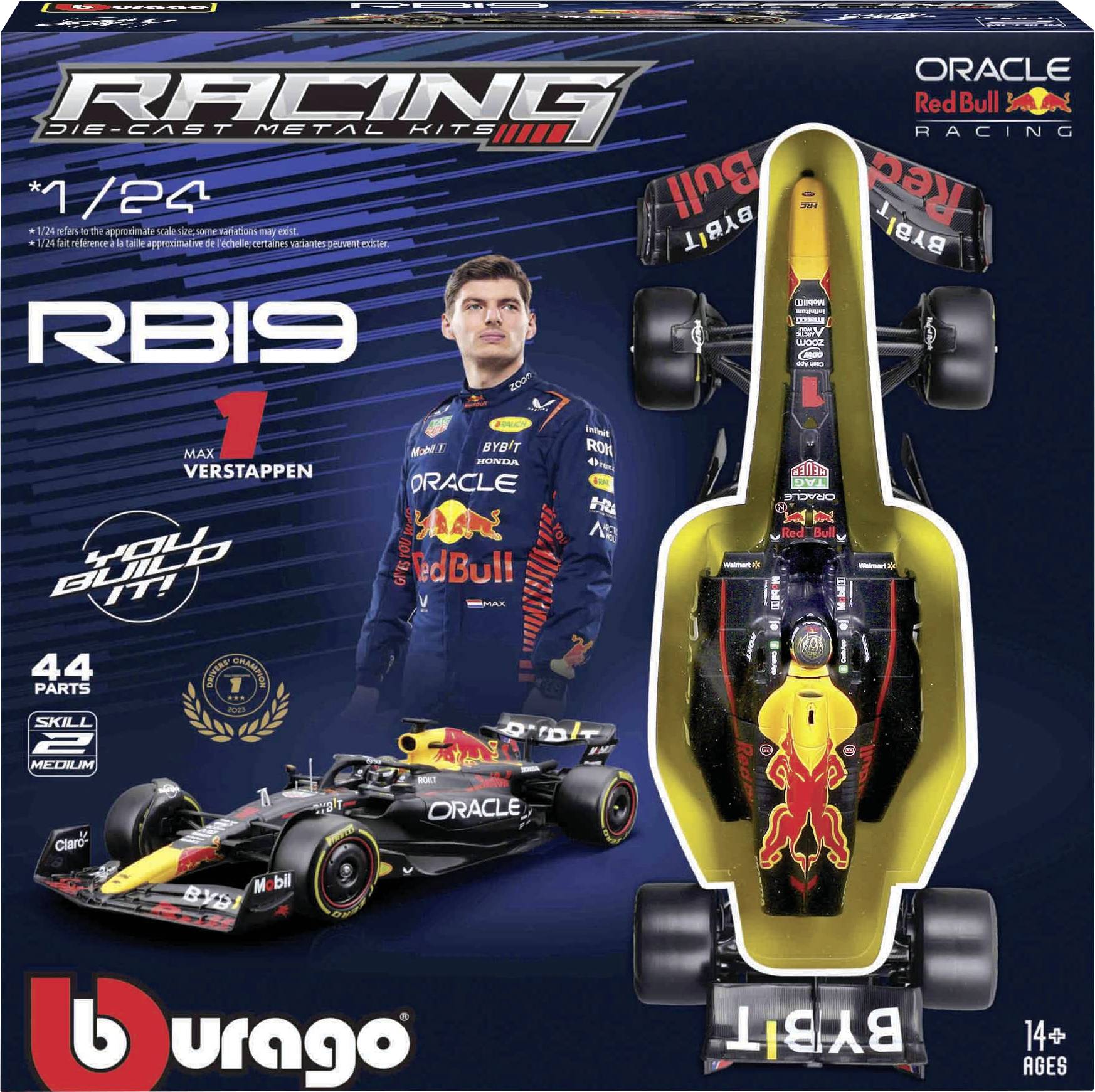 Model samochodu Bburago F1 KIT RedBull RB19 mit Helm, #1 Verstappen - obrazek 1