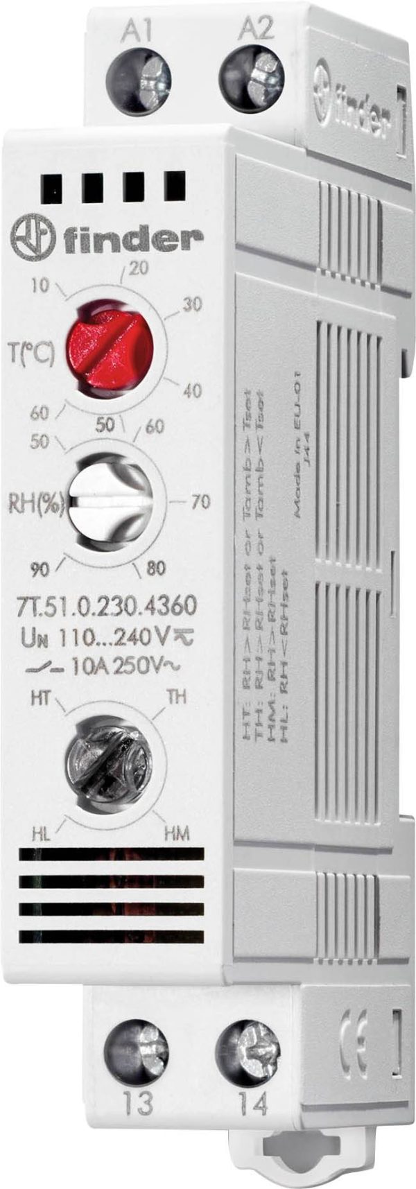 Finder Higrostat 7T.51.0.230.4360 250 V/AC 1 NO (D x S x W) 88.8 x 17.5 x 47.8 mm 1 szt.