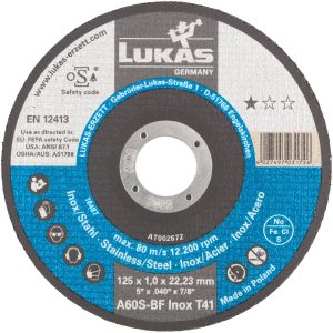 Zestaw tarcz tnących LUKAS-ERZETT T41 125×1,0x22,23 A60S-BF AT002672V9802 125 mm 50 szt. Zestaw tarcz tnących LUKAS-ERZETT T41 125×1,0x22,23 A60S-BF AT002672V9802 125 mm 50 szt.