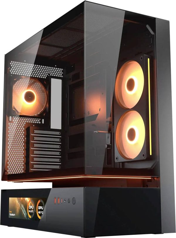 Cougar CFV235 Midi Tower Obudowa do komputera czarny z 4 wentylatorami, ze zintegrowanym oświetleniem, z okienkiem, z fi