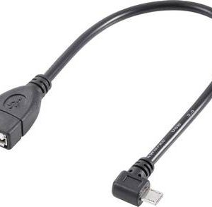 Renkforce Kabel USB USB 2.0 Złącze męskie USB Micro-B, Złącze żeńskie USB-A 0.10 m czarny z funkcją OTG, styki pozłacane Renkforce Kabel USB USB 2.0 Złącze męskie USB Micro-B, Złącze żeńskie USB-A 0.10 m czarny z funkcją OTG, styki pozłacane