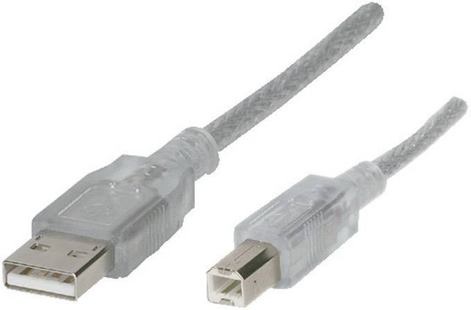 Renkforce Kabel USB USB 2.0 Złącze męskie USB-A, Złącze męskie USB-B 5.00 m przeźroczysty RF-4538146 - obrazek 1