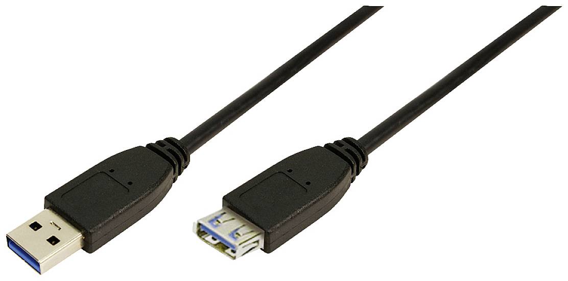 LogiLink Kabel USB USB 3.2 Gen1 Złącze męskie USB-A, Złącze żeńskie USB-A 2.00 m czarny CU0042 - obrazek 1