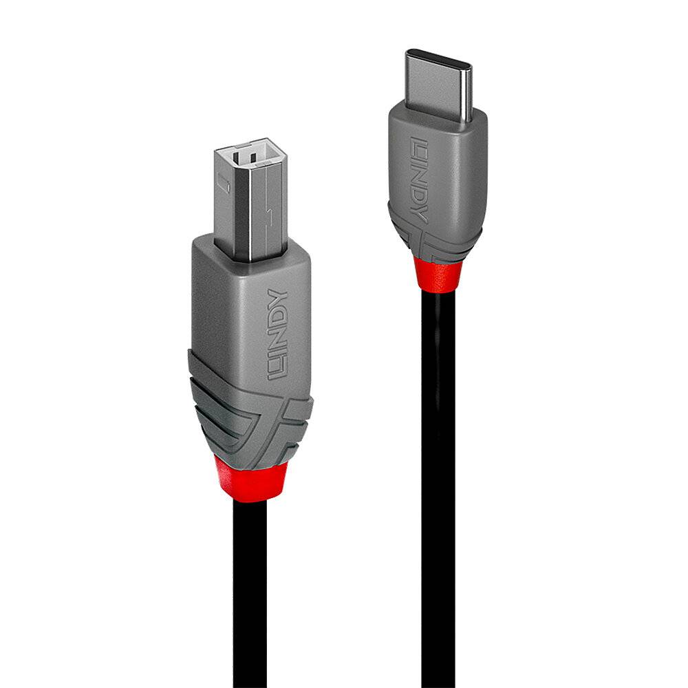 LINDY Kabel USB USB 2.0 Złącze męskie USB-C®, Złącze męskie USB-B 0.50 m czarny 36940 - obrazek 1