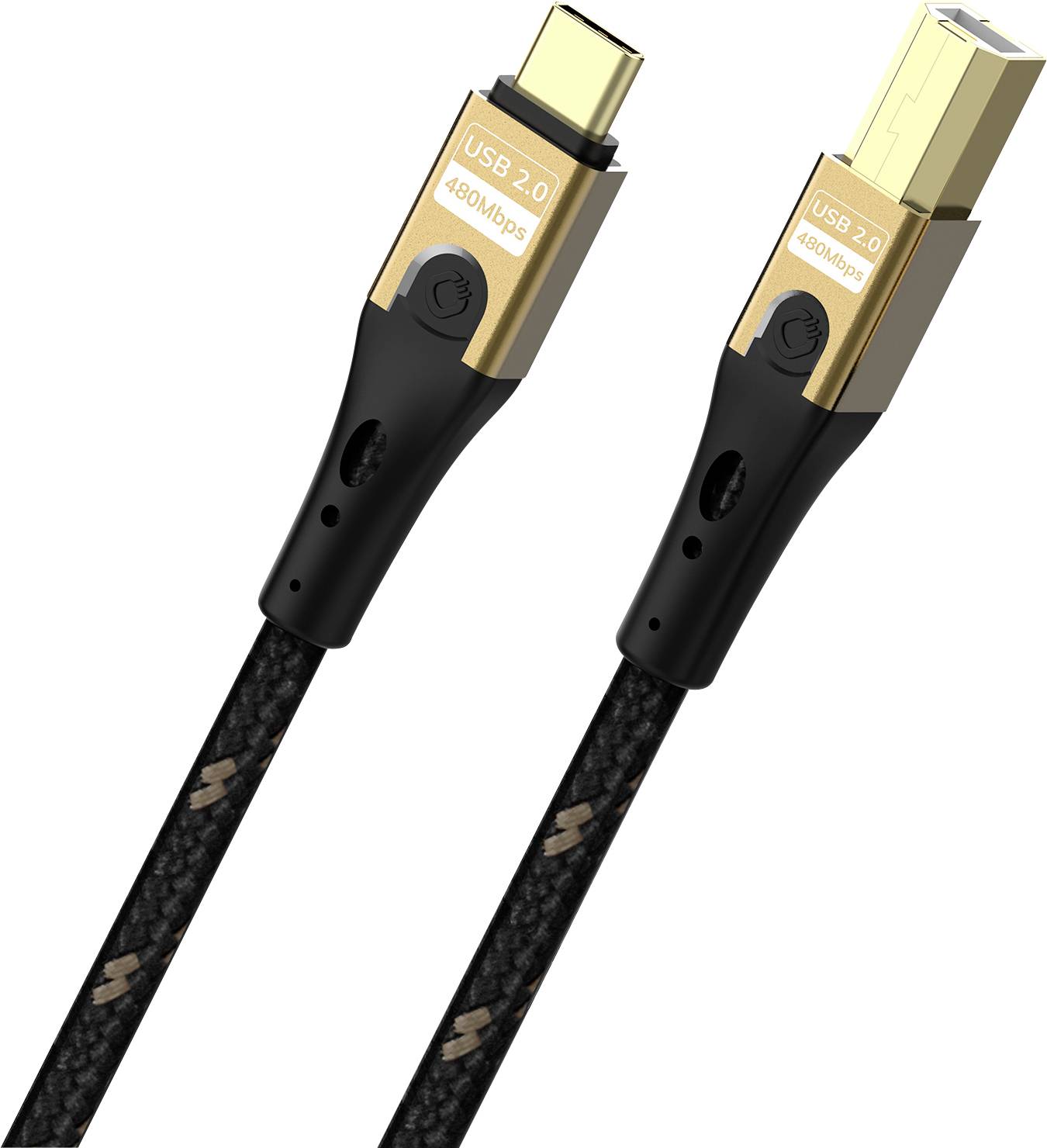 Oehlbach USB-C Kabel USB 2.0 USB-C®, Złącze męskie USB-B 3 m czarny/złoty ekranowanie plecione D1C9549 - obrazek 1