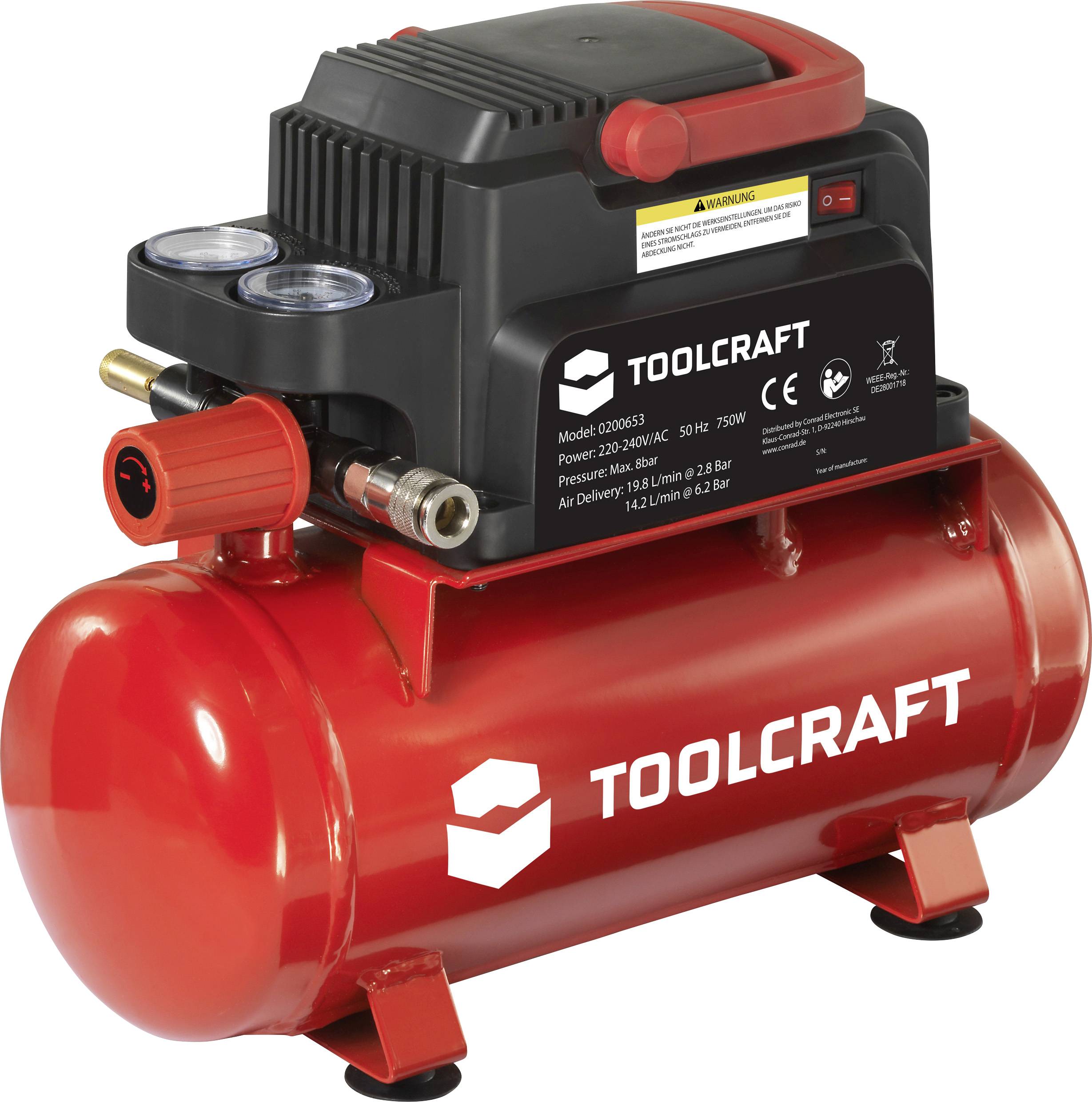 Sprężarka powietrza TOOLCRAFT 8 bar - obrazek 1