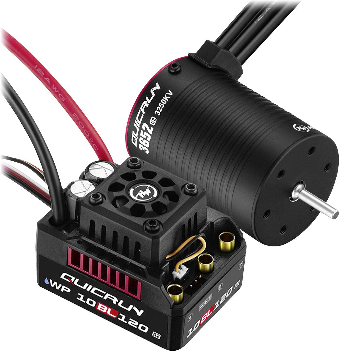 Zestaw napędowy bezszczotkowy do modeli RC Hobbywing Combo WP10BL120G2 mit 3652SL-3250KV-G2 1 szt. - obrazek 1